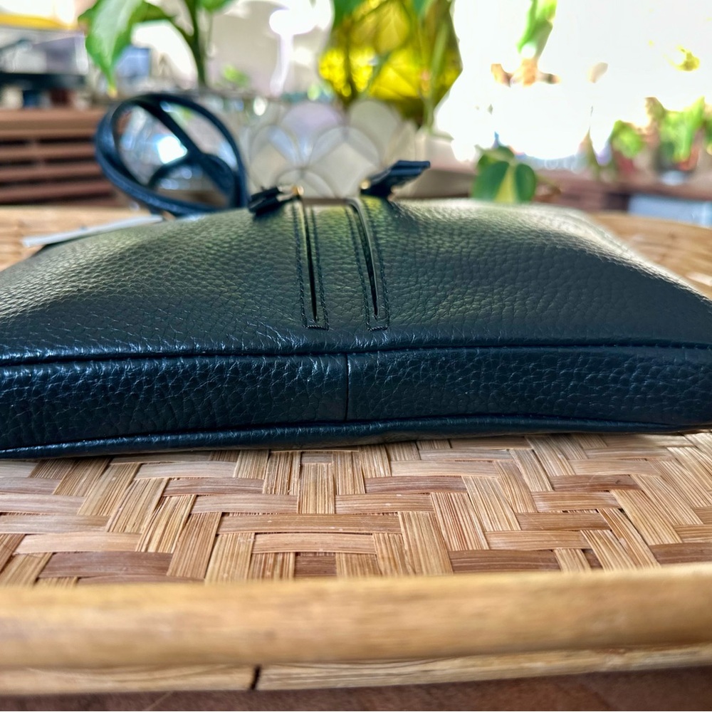 Fossil Black Pebbled Leather Crossbody Bag Double Zip Purse Adjustable Strap - Picture 8 of 10